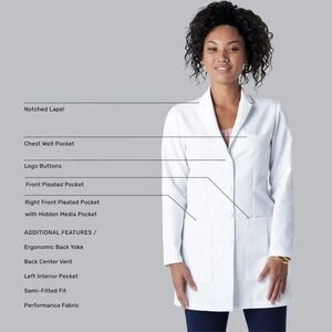 Medelita Gerty Cori Women's Lab Coat - Size XS - Slim Fit White - MD-EL12001